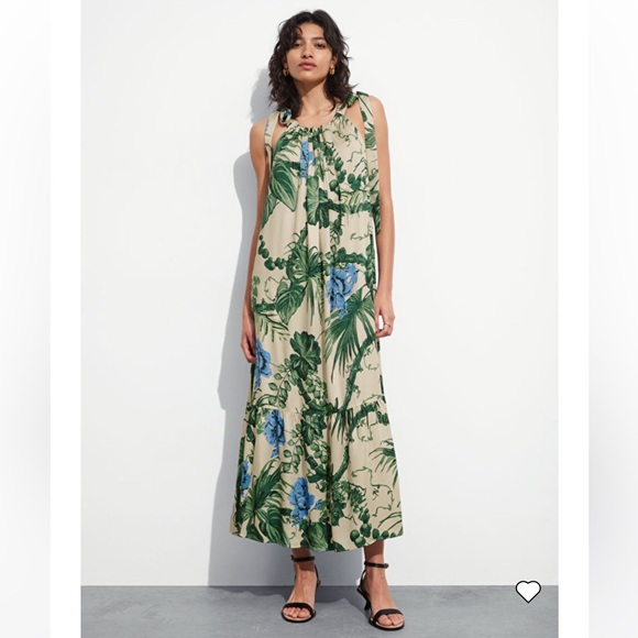 & Other Stories Gathered Sleeveless Midi Dress - Size 12 - Picture 3 of 9